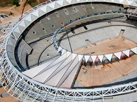 Avanza la colocación de la membrana del Wanda Metropolitano